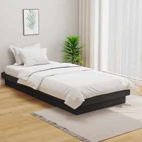 Estructura de cama madera maciza gris 100x200 cm de vidaXL, Camas y somieres - Ref: Foro24-819899, Precio: 94,99 €, Descuento: %