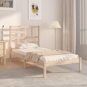 Solid pine wood bed frame 90x200 cm by vidaXL, Beds and slatted bases - Ref: Foro24-3105935, Price: 85,74 €, Discount: %