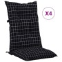 High back chair cushions 4 pcs black plaid 120x50x7 cm by vidaXL, Cushions for chairs and sofas - Ref: Foro24-360276, Price: ...