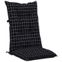 High back chair cushions 4 pcs black plaid 120x50x7 cm by vidaXL, Cushions for chairs and sofas - Ref: Foro24-360276, Price: ...