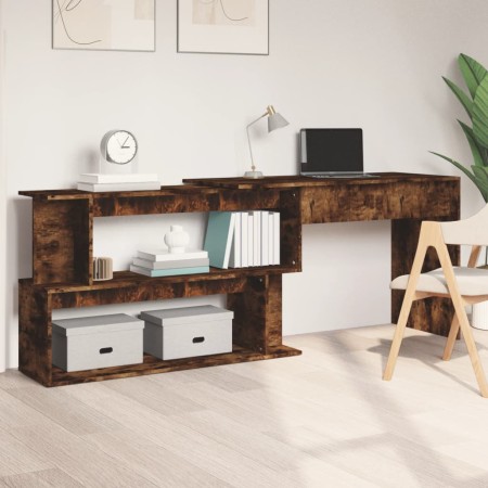 Smoked oak veneer corner desk 200x50x76 cm by vidaXL, Desks - Ref: Foro24-815423, Price: 95,78 €, Discount: %