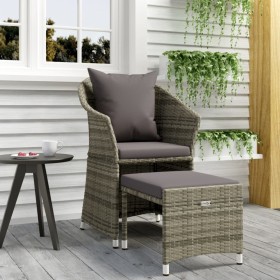 Garden furniture set 2 pieces with gray synthetic rattan cushions by vidaXL, Garden sets - Ref: Foro24-319685, Price: 120,71 ...