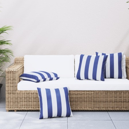 Cushions 4 units blue and white striped fabric 60x60 cm by vidaXL, Cushions - Ref: Foro24-360418, Price: 53,99 €, Discount: %