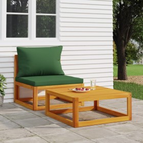 Gartensofas 2 Stück mit Kissen aus massivem Akazienholz von vidaXL, Modulare Sofas für den Außenbereich - Ref: Foro24-360019,...