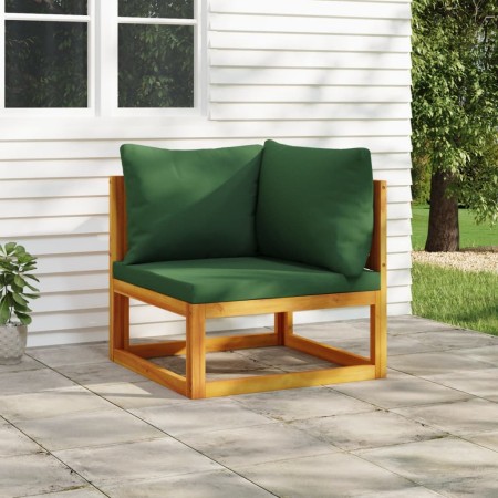 Modular corner sofa in solid acacia wood with green cushions by vidaXL, Modular outdoor sofas - Ref: Foro24-360020, Price: 11...