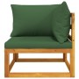 Modular corner sofa in solid acacia wood with green cushions by vidaXL, Modular outdoor sofas - Ref: Foro24-360020, Price: 11...