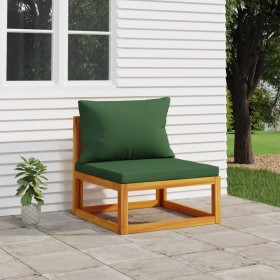 Solid acacia wood central garden sofa with green cushions by vidaXL, Modular outdoor sofas - Ref: Foro24-360021, Price: 105,8...