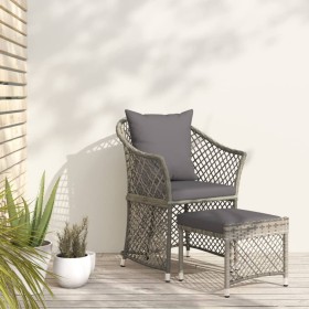 Garden furniture set 2 pieces with gray synthetic rattan cushions by vidaXL, Garden sets - Ref: Foro24-319688, Price: 118,79 ...