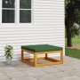 Gartenhocker aus massivem Akazienholz mit grünem Kissen von vidaXL, Modulare Sofas für den Außenbereich - Ref: Foro24-360022,...