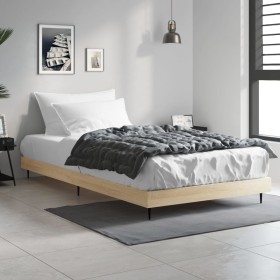 Sonoma oak engineered wood bed frame 100x200 cm by vidaXL, Beds and slatted bases - Ref: Foro24-832264, Price: 81,32 €, Disco...