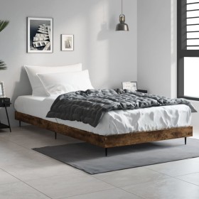 Estructura de cama madera de ingeniería roble humo 100x200 cm de vidaXL, Camas y somieres - Ref: Foro24-832266, Precio: 78,99...