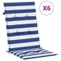 High back chair cushions 6 pcs blue & white striped fabric by vidaXL, Cushions for chairs and sofas - Ref: Foro24-361255, Pri...