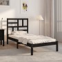 Black solid wood bed frame 100x200 cm by vidaXL, Beds and slatted bases - Ref: Foro24-3105944, Price: 123,99 €, Discount: %