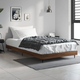 Brown oak engineered wood bed frame 90x200 cm by vidaXL, Beds and slatted bases - Ref: Foro24-832276, Price: 81,97 €, Discoun...