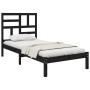 Black solid wood bed frame 100x200 cm by vidaXL, Beds and slatted bases - Ref: Foro24-3105944, Price: 123,99 €, Discount: %