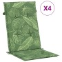 4pcs High Back Chair Cushions Leaf Print Fabric by vidaXL, Cushions for chairs and sofas - Ref: Foro24-361266, Price: 71,28 €...