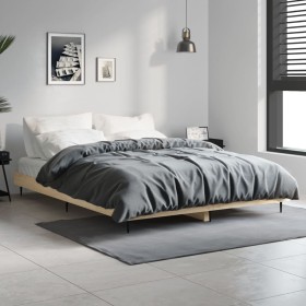 Sonoma oak engineered wood bed frame 140x190 cm by vidaXL, Beds and slatted bases - Ref: Foro24-832280, Price: 112,99 €, Disc...