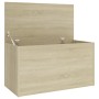 Oak-colored plywood storage trunk 84x42x46cm by vidaXL, Toy chests - Ref: Foro24-803059, Price: 63,21 €, Discount: %