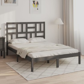 Estructura de cama madera maciza de pino gris 120x200 cm de vidaXL, Camas y somieres - Ref: Foro24-3105947, Precio: 128,99 €,...