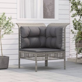 Corner garden sofa with gray synthetic rattan cushions by vidaXL, Garden sets - Ref: Foro24-319659, Price: 92,99 €, Discount: %