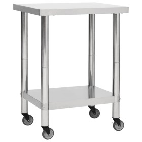 Kitchen work table with stainless steel wheels 80x30x85 cm by vidaXL, Restoration - Ref: Foro24-51634, Price: 125,99 €, Disco...