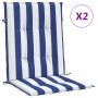 Cojines silla de respaldo bajo 2 uds tela a rayas azul y blanco de vidaXL, Cojines para sillas y sofás - Ref: Foro24-361319, ...