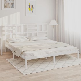 Weißer Massivholzbettrahmen 200x200 cm von vidaXL, Betten und Lattenroste - Ref: Foro24-3105971, Preis: 134,99 €, Rabatt: %