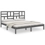 Estructura de cama de madera maciza de pino gris 200x200 cm de vidaXL, Camas y somieres - Ref: Foro24-3105972, Precio: 159,99...