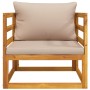 Solid acacia wood garden armchair with taupe gray cushions by vidaXL, Modular outdoor sofas - Ref: Foro24-360007, Price: 193,...