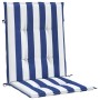 Low back chair cushions 4 pcs blue and white striped fabric by vidaXL, Cushions for chairs and sofas - Ref: Foro24-361320, Pr...