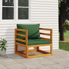 Solid acacia wood garden armchair with green cushions by vidaXL, Modular outdoor sofas - Ref: Foro24-360023, Price: 147,80 €,...