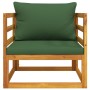 Solid acacia wood garden armchair with green cushions by vidaXL, Modular outdoor sofas - Ref: Foro24-360023, Price: 147,80 €,...