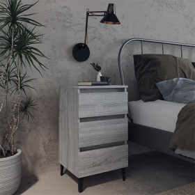 Bedside table with Sonoma gray metal legs 40x35x69 cm by vidaXL, Nightstands - Ref: Foro24-813142, Price: 65,23 €, Discount: %