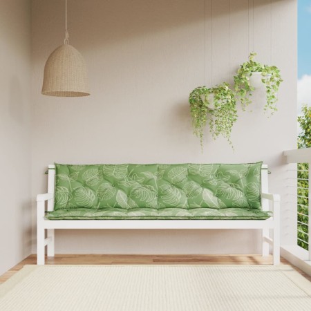 Gartenbankkissen 2 Stück, Stoff, Blattdruck, 200 x 50 x 7 cm von vidaXL, Kissen für Stühle und Sofas - Ref: Foro24-361751, Pr...