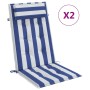 High back chair cushions 2 pcs blue white striped Oxford fabric by vidaXL, Cushions for chairs and sofas - Ref: Foro24-361919...