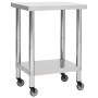 Kitchen work table with stainless steel wheels 60x30x85 cm by vidaXL, Restoration - Ref: Foro24-51631, Price: 122,95 €, Disco...