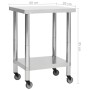 Kitchen work table with stainless steel wheels 60x30x85 cm by vidaXL, Restoration - Ref: Foro24-51631, Price: 122,95 €, Disco...