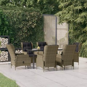 7-teiliges Essgruppenset für den Garten aus braunem synthetischem Rattan von vidaXL, Gartensets - Ref: Foro24-3156799, Preis:...