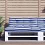 Palettensofakissen aus blau-weiß gestreiftem Stoff 120x40x12 cm von vidaXL, Kissen für Stühle und Sofas - Ref: Foro24-360638,...