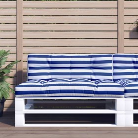 Pallet sofa cushion in blue and white striped fabric 120x40x12 cm by vidaXL, Cushions for chairs and sofas - Ref: Foro24-3606...