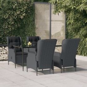 5-teiliges Essgruppenset für den Garten aus dunkelgrauem synthetischem Rattan von vidaXL, Gartensets - Ref: Foro24-3156802, P...