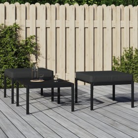 Garten-Fußhocker 2 Stück aus Stahl mit grauen Kissen 60x60x35 cm von vidaXL, Modulare Sofas für den Außenbereich - Ref: Foro2...