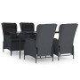 Set de comedor para jardín 5 piezas ratán sintético gris oscuro de vidaXL, Conjuntos de jardín - Ref: Foro24-3156802, Precio:...