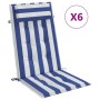 High back chair cushions 6 pcs blue white striped Oxford fabric by vidaXL, Cushions for chairs and sofas - Ref: Foro24-361921...