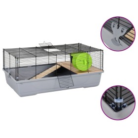 Hamster cage polypropylene and gray metal 80x45x34 cm by vidaXL, Cages and habitats for small animals - Ref: Foro24-172223, P...