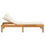 Tumbona con cojín blanco crema y almohada madera maciza acacia de vidaXL, Tumbonas - Ref: Foro24-362155, Precio: 172,46 €, De...