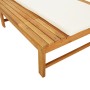 Tumbona con cojín blanco crema y almohada madera maciza acacia de vidaXL, Tumbonas - Ref: Foro24-362155, Precio: 172,46 €, De...