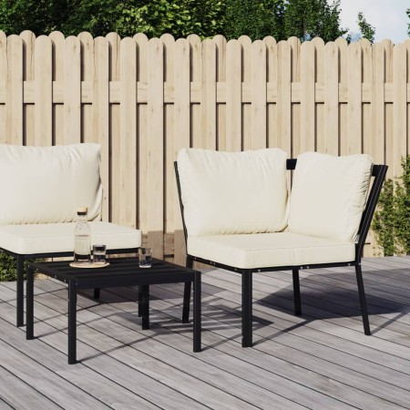 Gartenstuhl aus Stahl mit sandfarbenen Kissen 76x76x79 cm von vidaXL, Modulare Sofas für den Außenbereich - Ref: Foro24-36272...