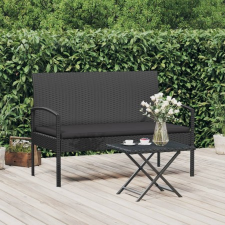 Banco de jardín con cojín ratán sintético negro 105 cm de vidaXL, Bancos de jardín - Ref: Foro24-362168, Precio: 124,09 €, De...