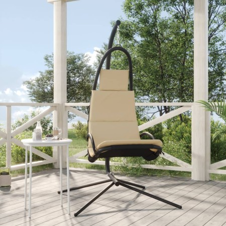 Silla colgante de jardín con cojín acero y tela Oxford crema de vidaXL, Balancines de jardín - Ref: Foro24-362727, Precio: 10...